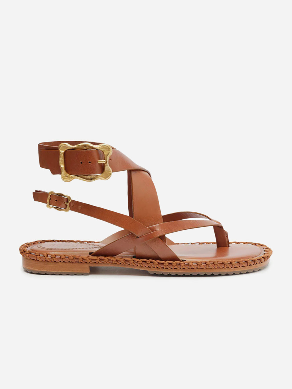 Schutz Women's Keith Flat Leather Sandal - Saint Bernard