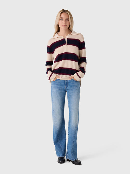 White & Warren Women's Cashmere Rugby Polo Sweater - Saint Bernard
