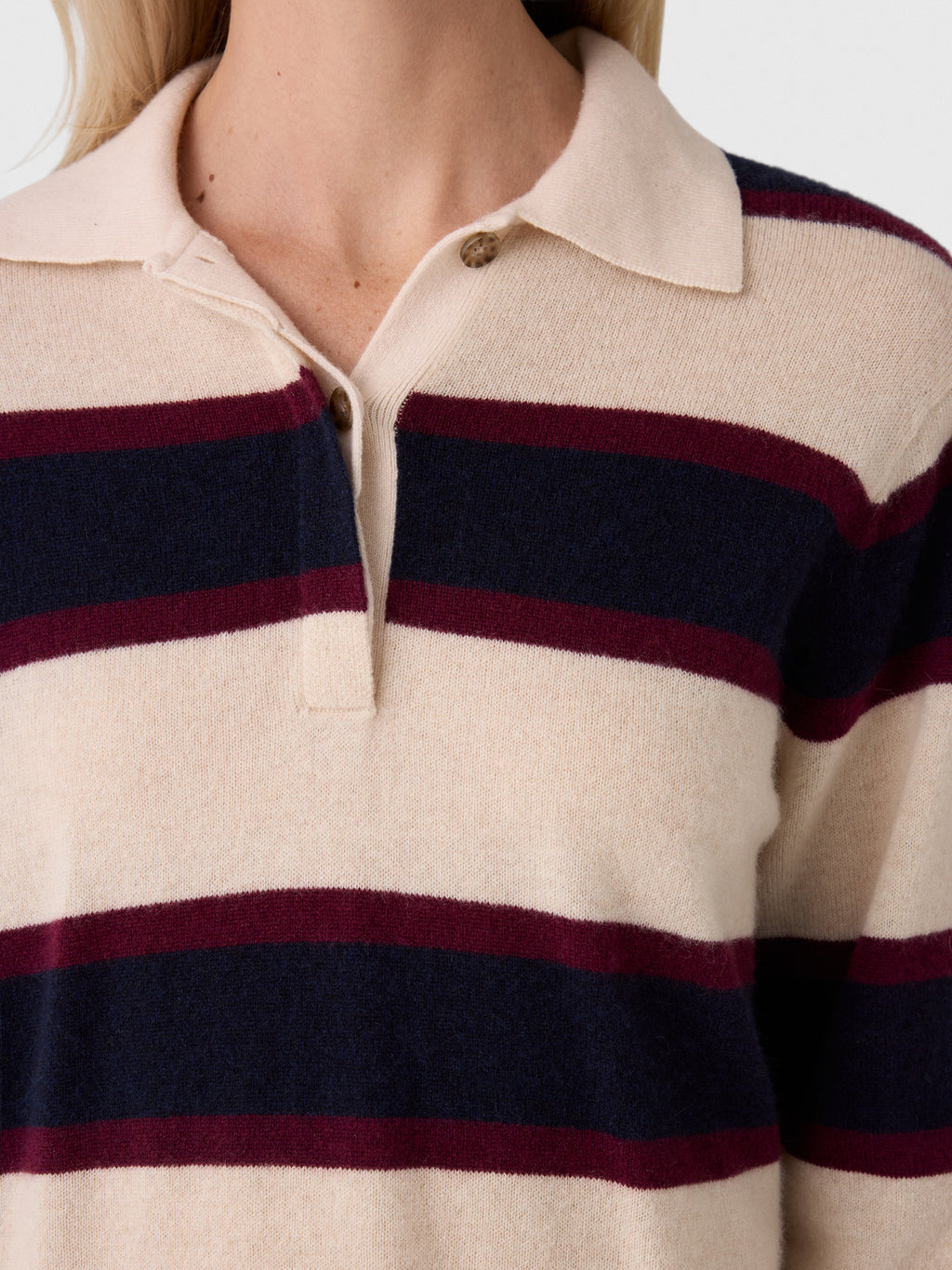 White & Warren Women's Cashmere Rugby Polo Sweater - Saint Bernard