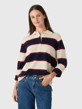 White & Warren Women's Cashmere Rugby Polo Sweater - Saint Bernard