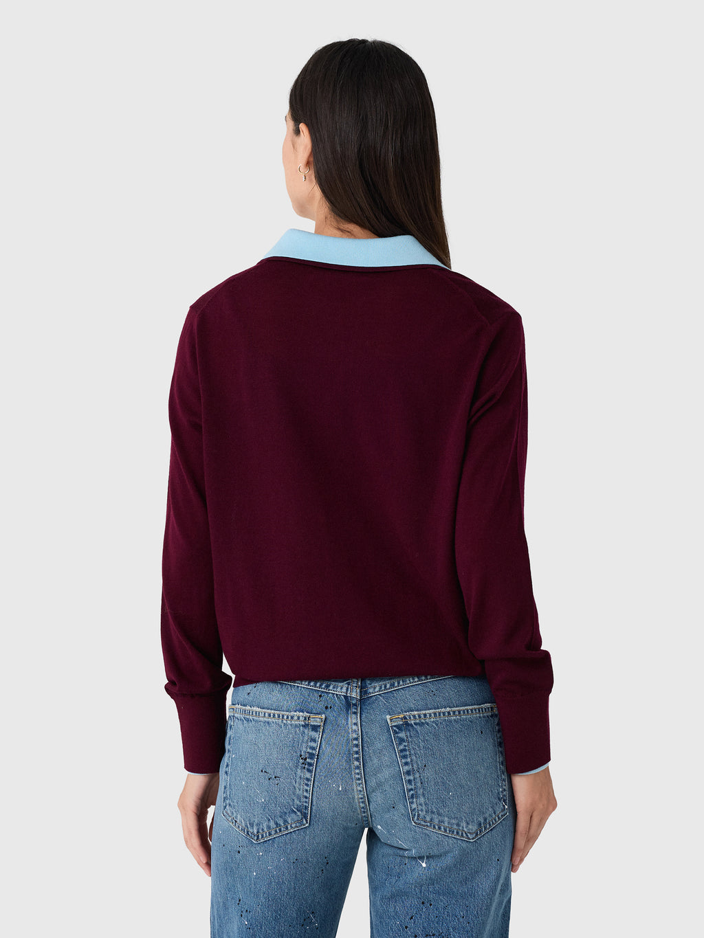 White & Warren Women's Superfine Merino Layered Polo Sweater - Saint Bernard