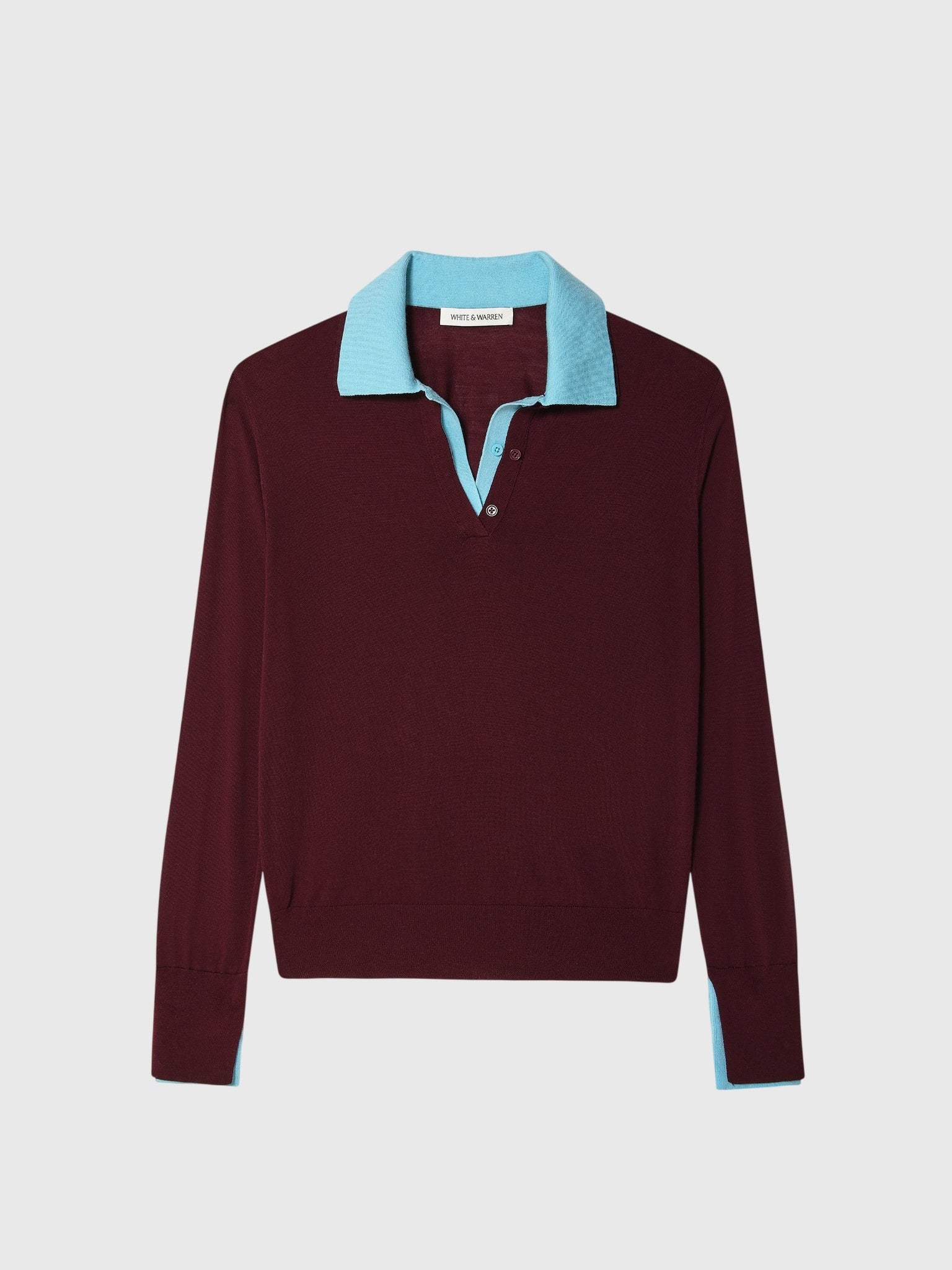 White & Warren Women's Superfine Merino Layered Polo Sweater