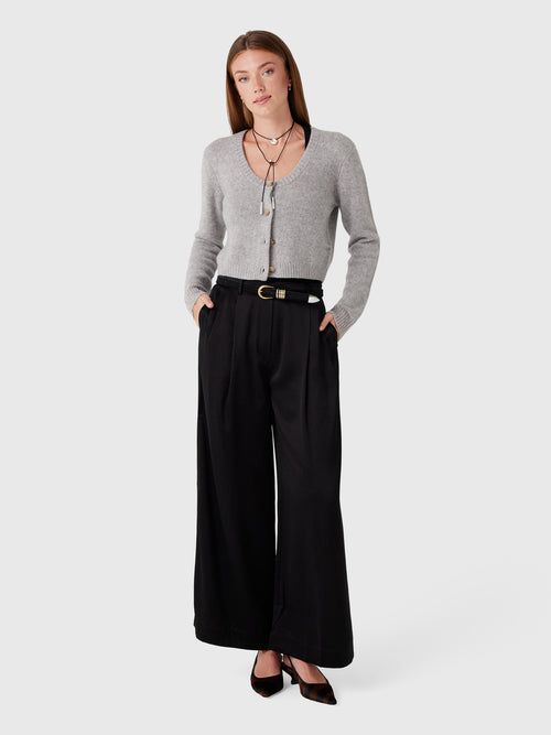 White & Warren Women's Cashmere Scoop Cropped Cardigan