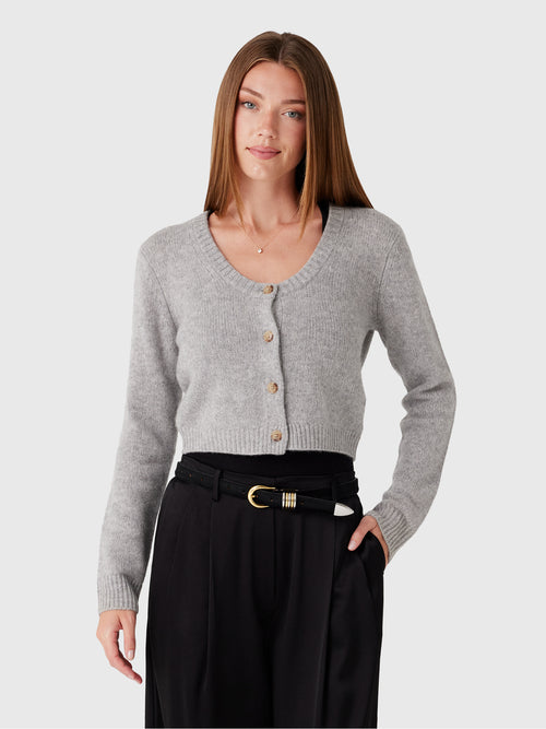 White & Warren Women's Cashmere Scoop Cropped Cardigan