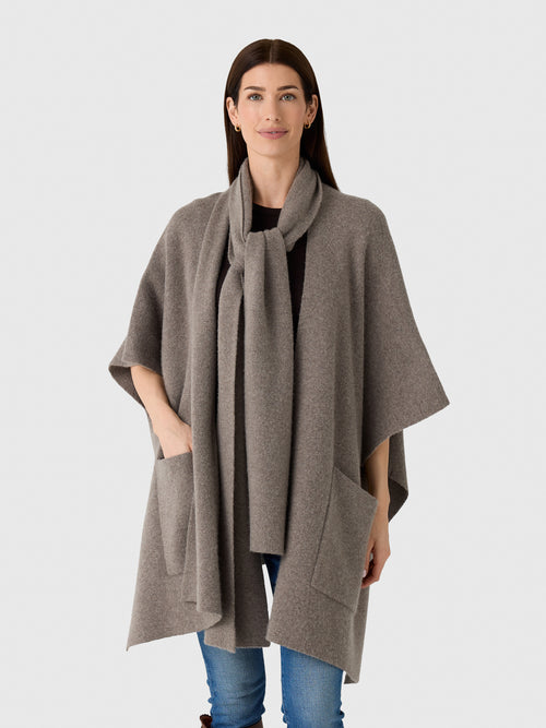White & Warren Women's Cashmere Blend Poncho - Saint Bernard