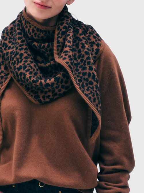 White & Warren Women's Cashmere Leopard Neckerchief - Saint Bernard