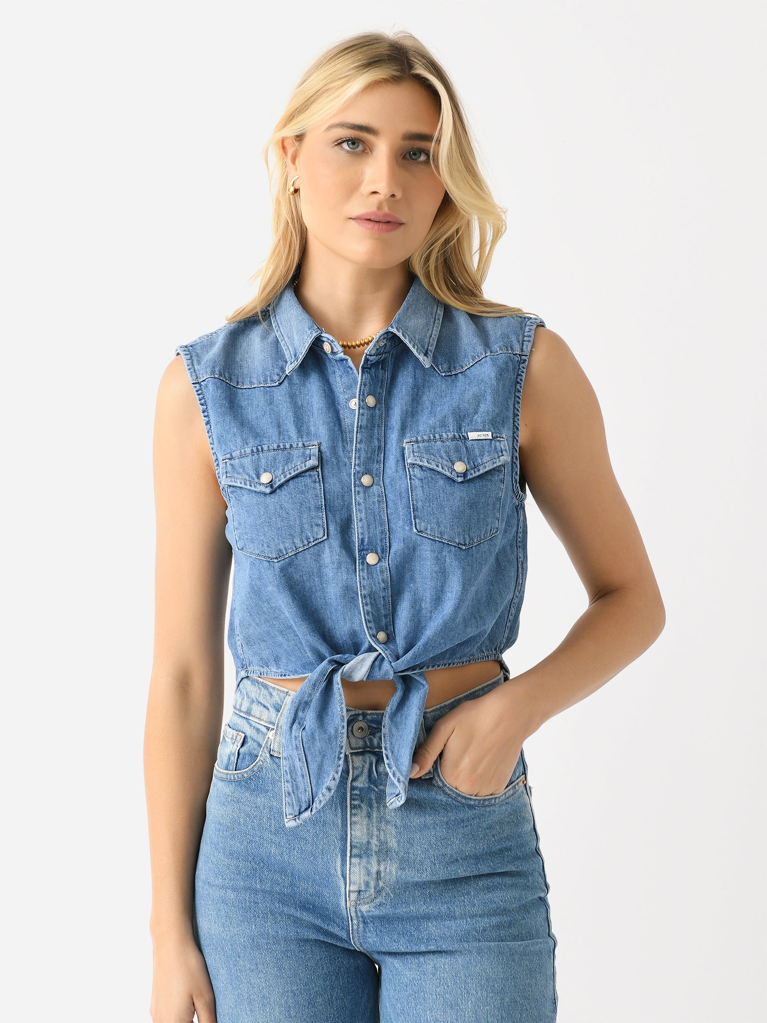 Mother Women's The Sleeveless Knotted Exes Top - Saint Bernard