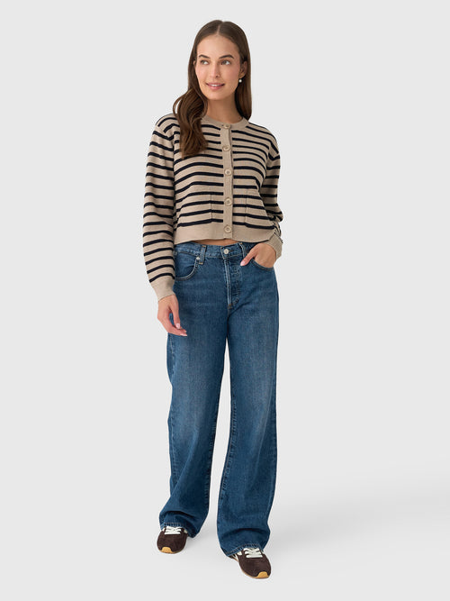 Eche Women's Striped Button Front Cardigan
