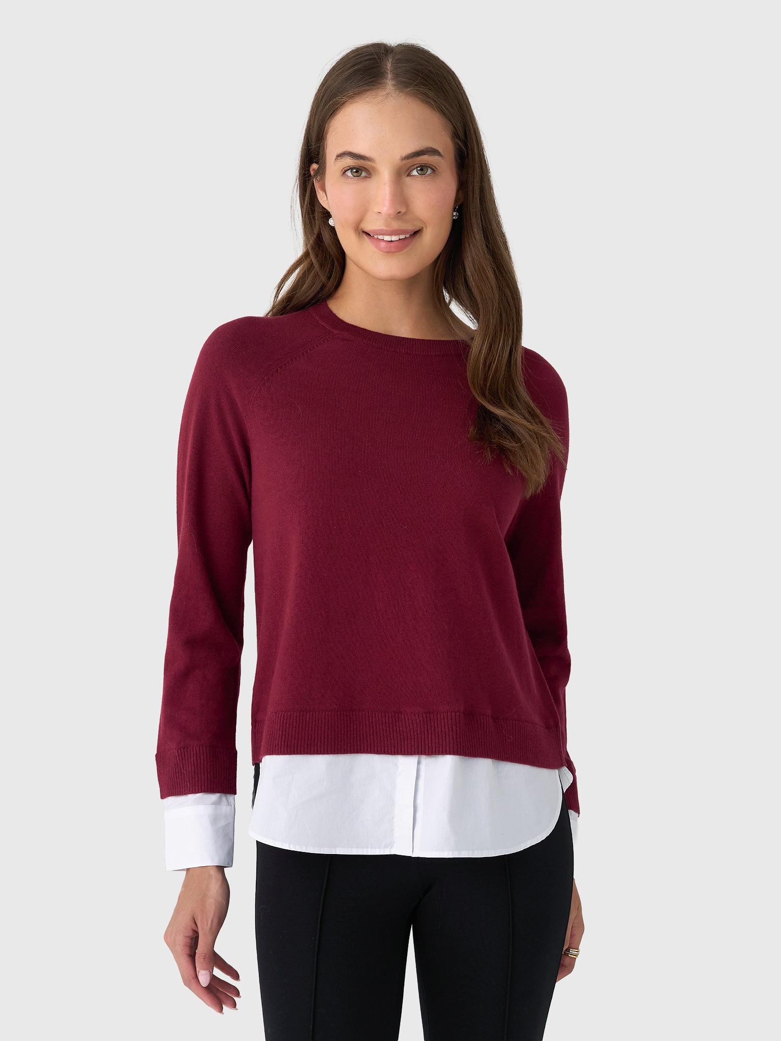 Eche Women's Crewneck Two-Fer Sweater - Saint Bernard