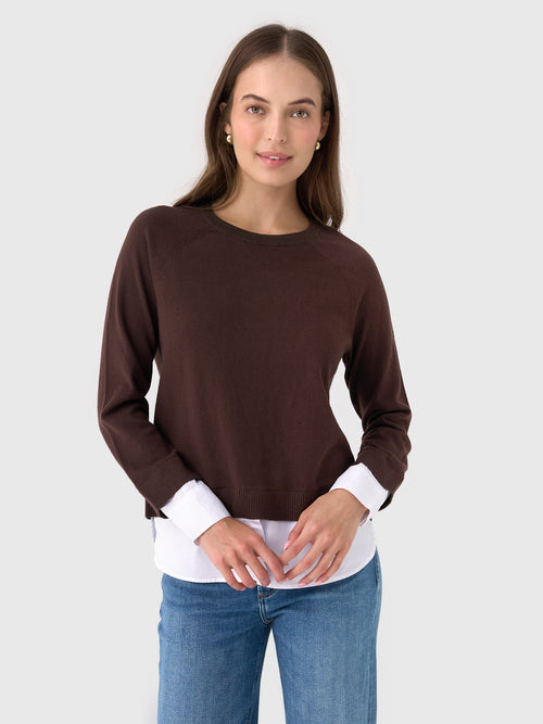 Eche Women's Crewneck Two-Fer Sweater