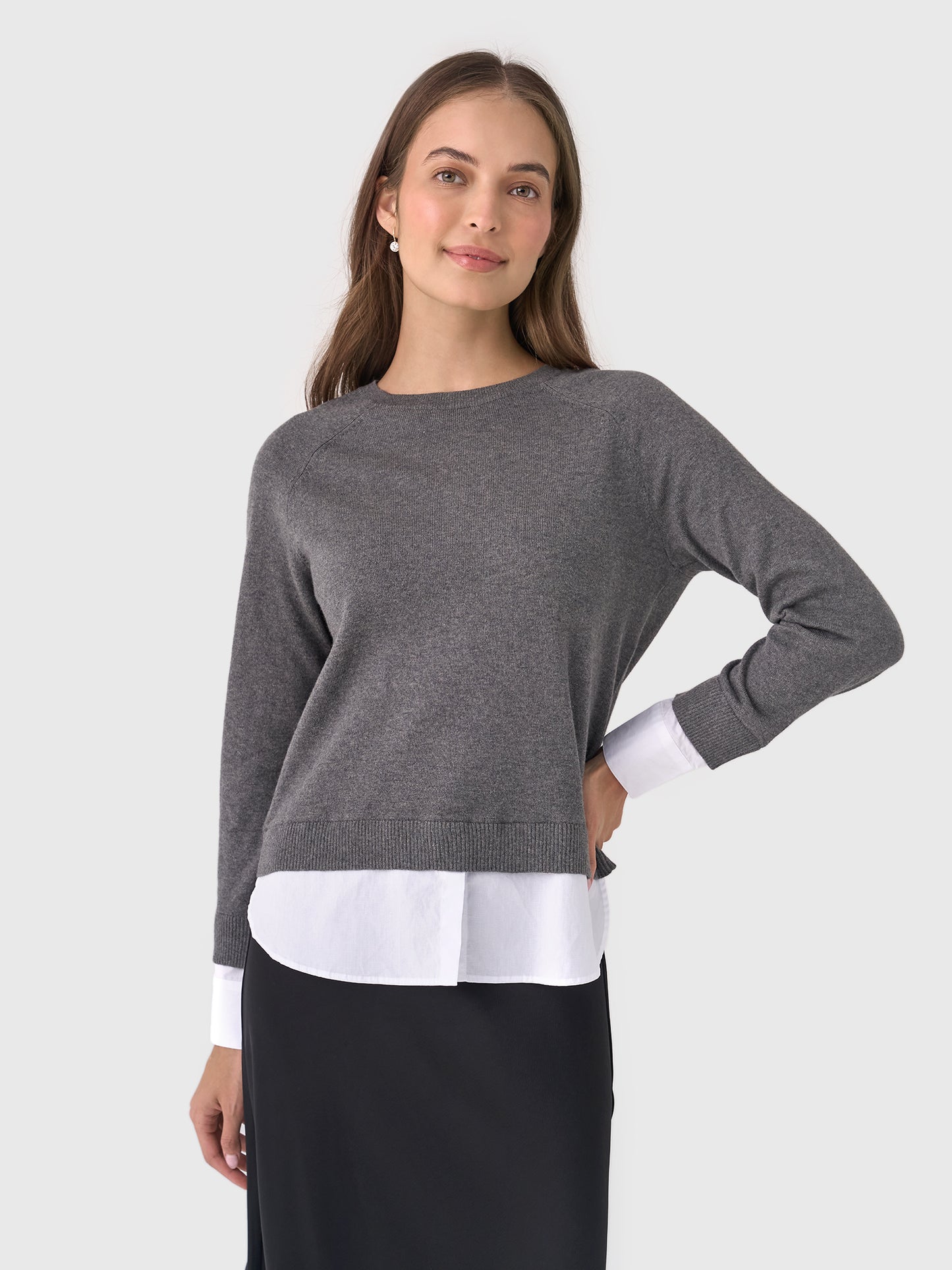 Eche Women's Crewneck Two-Fer Sweater - Saint Bernard