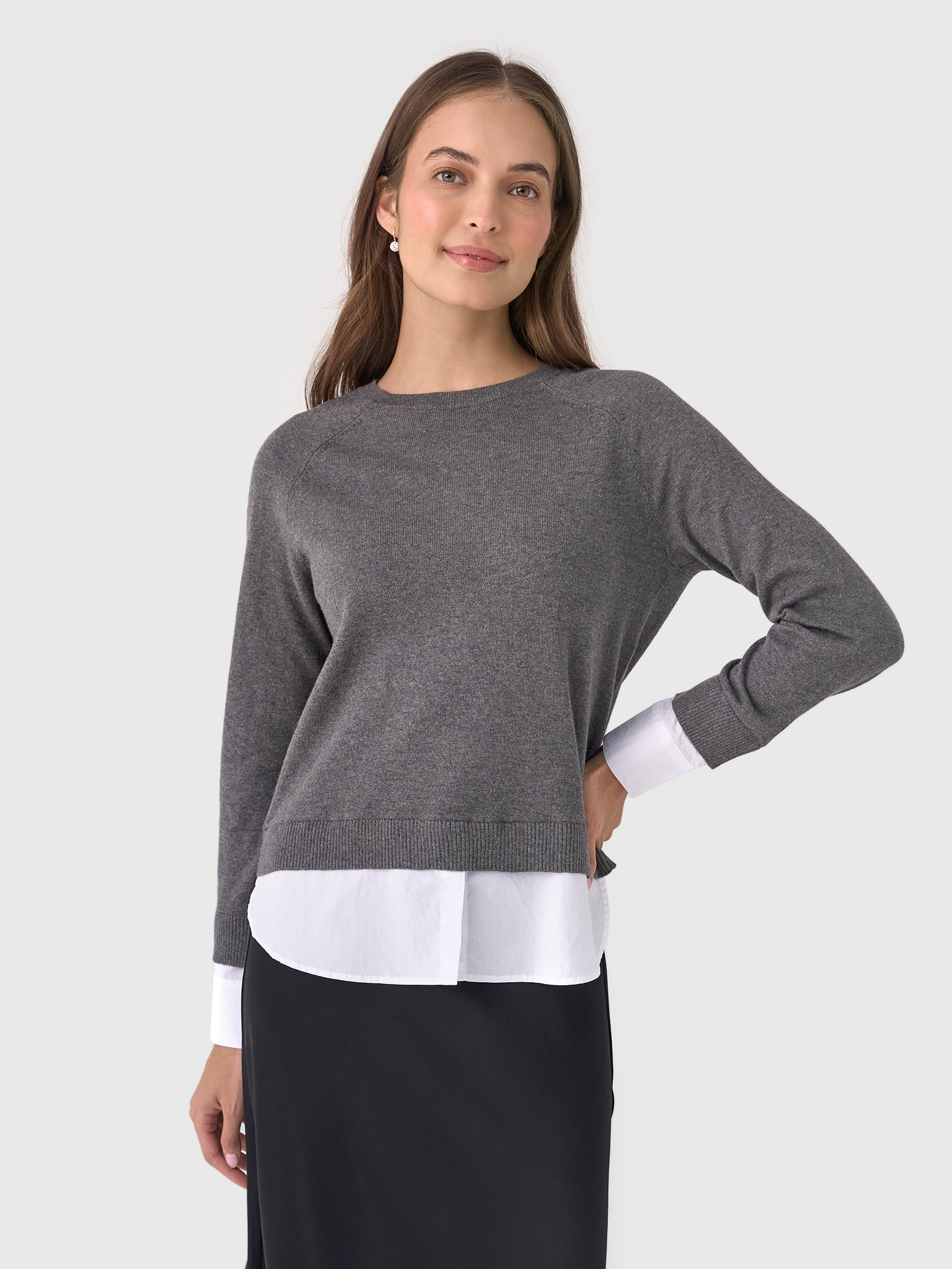 Eche Women's Crewneck Two-Fer Sweater - Saint Bernard