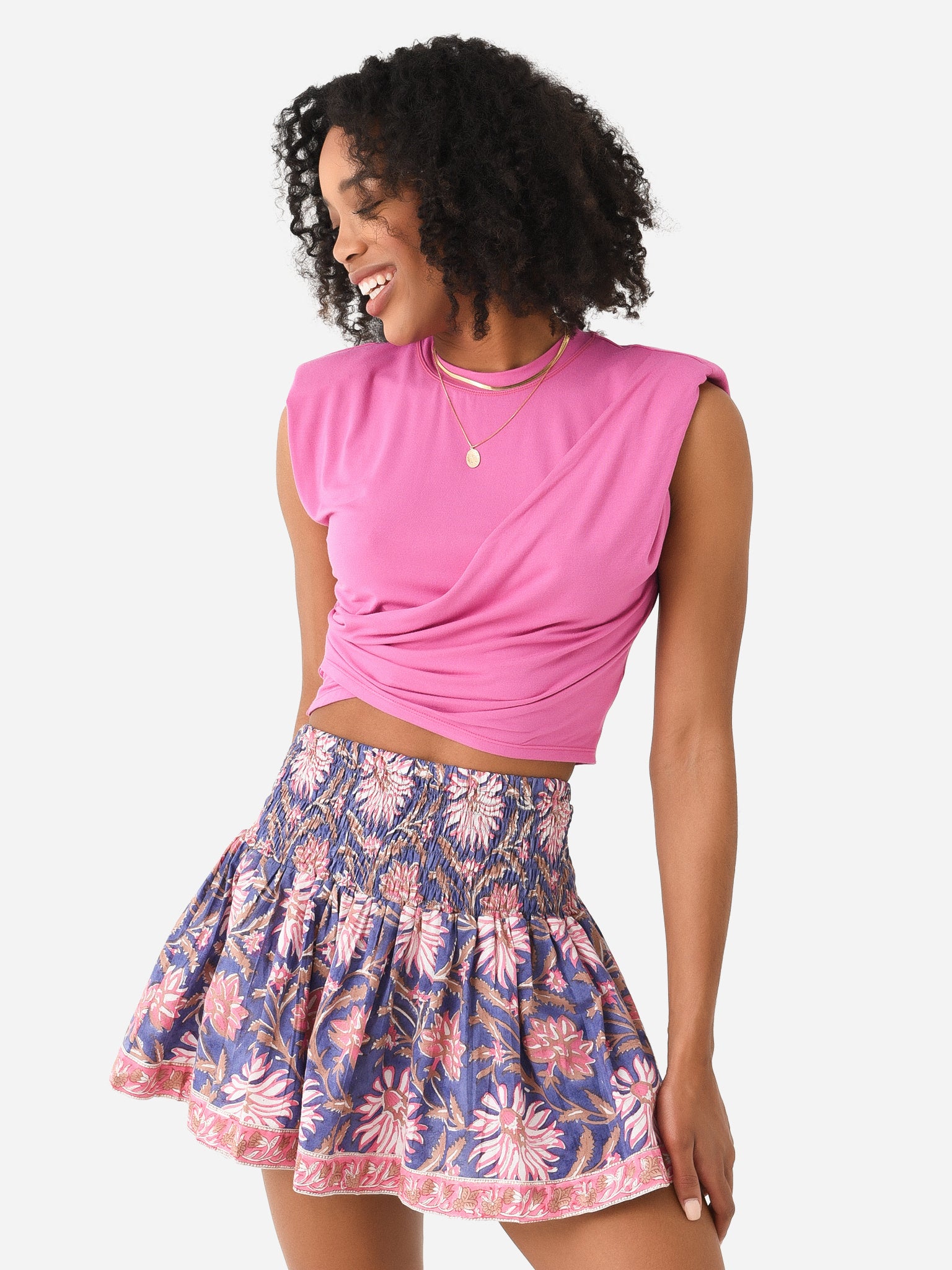 Simkhai Women's Estelle Wrap Front Crop T-Shirt - Saint Bernard