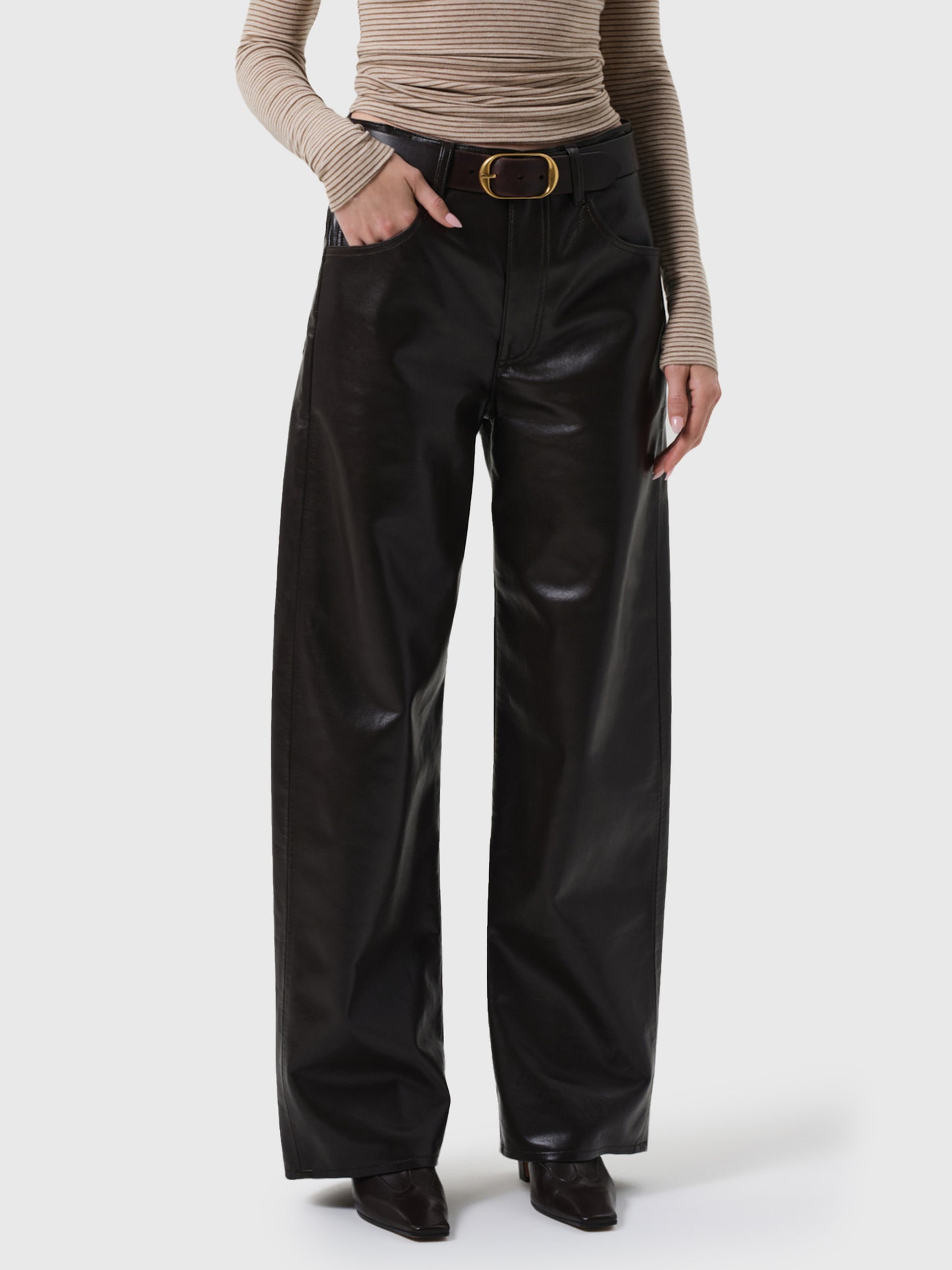 Citizens Of Humanity Women's Ayla Baggy Leather Pant - Saint Bernard