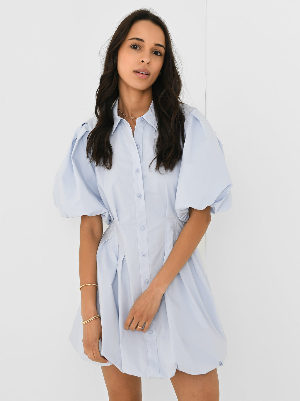Simkhai Women's Cleo Balloon Pintuck Poplin Mini Dress - Saint Bernard