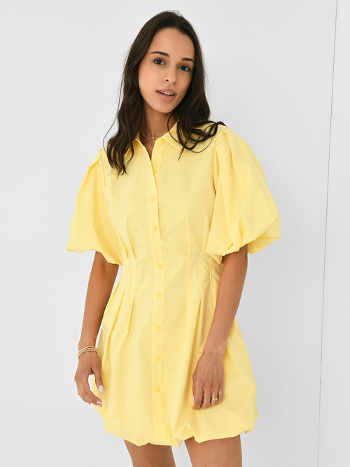 Simkhai Women's Cleo Balloon Pintuck Poplin Mini Dress