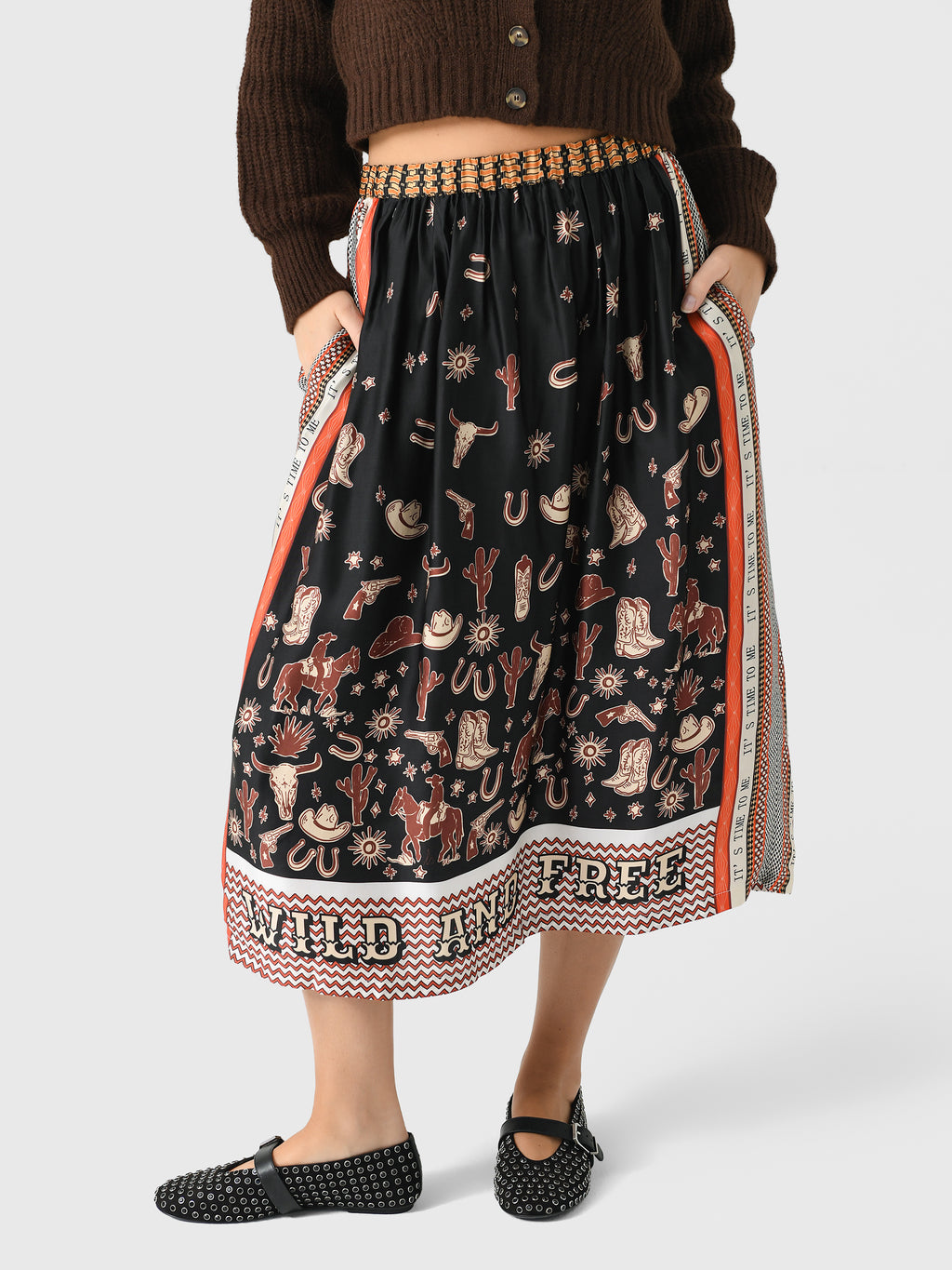 Me369 Women's Vanessa Printed Midi Skirt - Saint Bernard