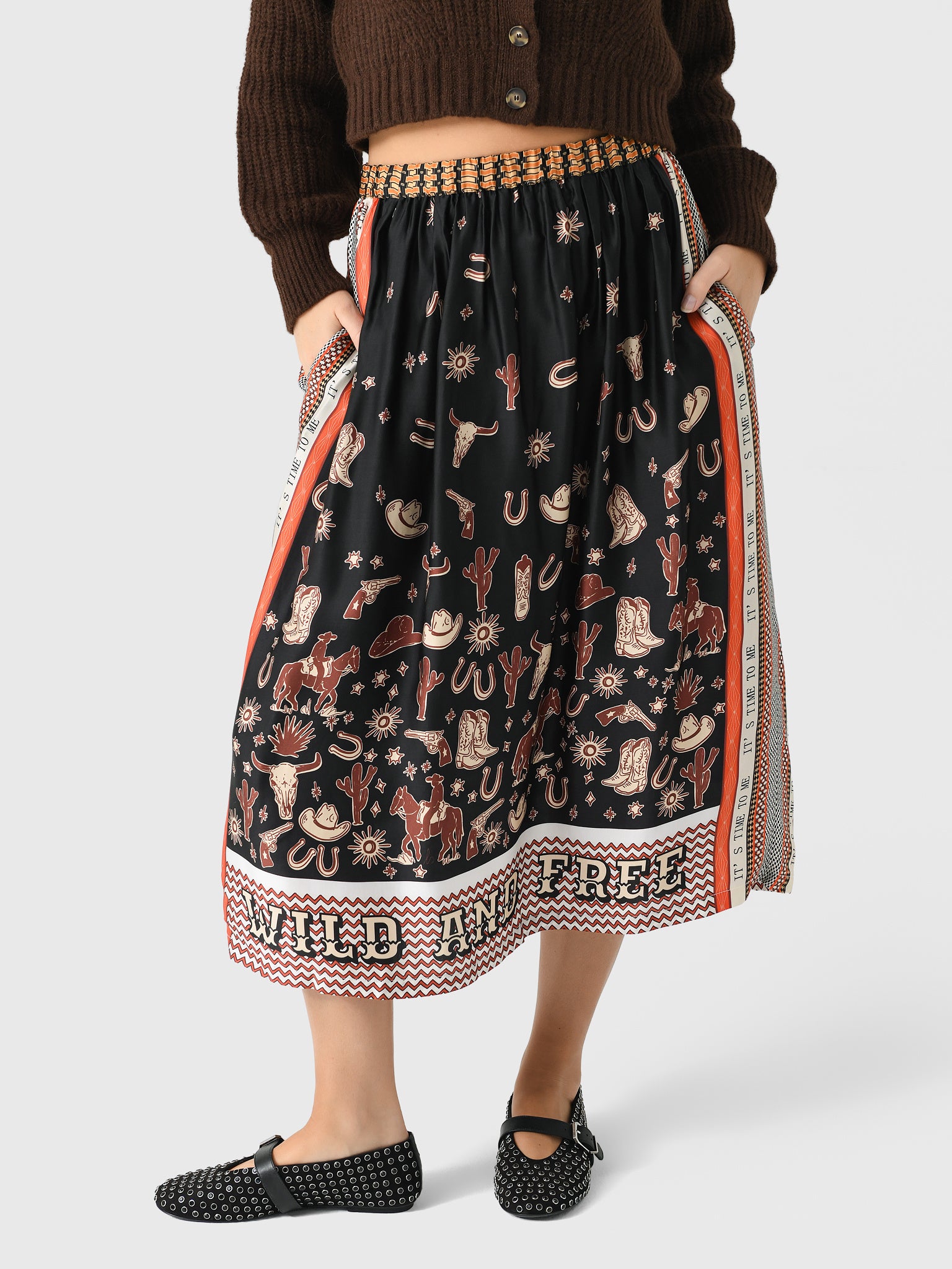 Me369 Women's Vanessa Printed Midi Skirt - Saint Bernard