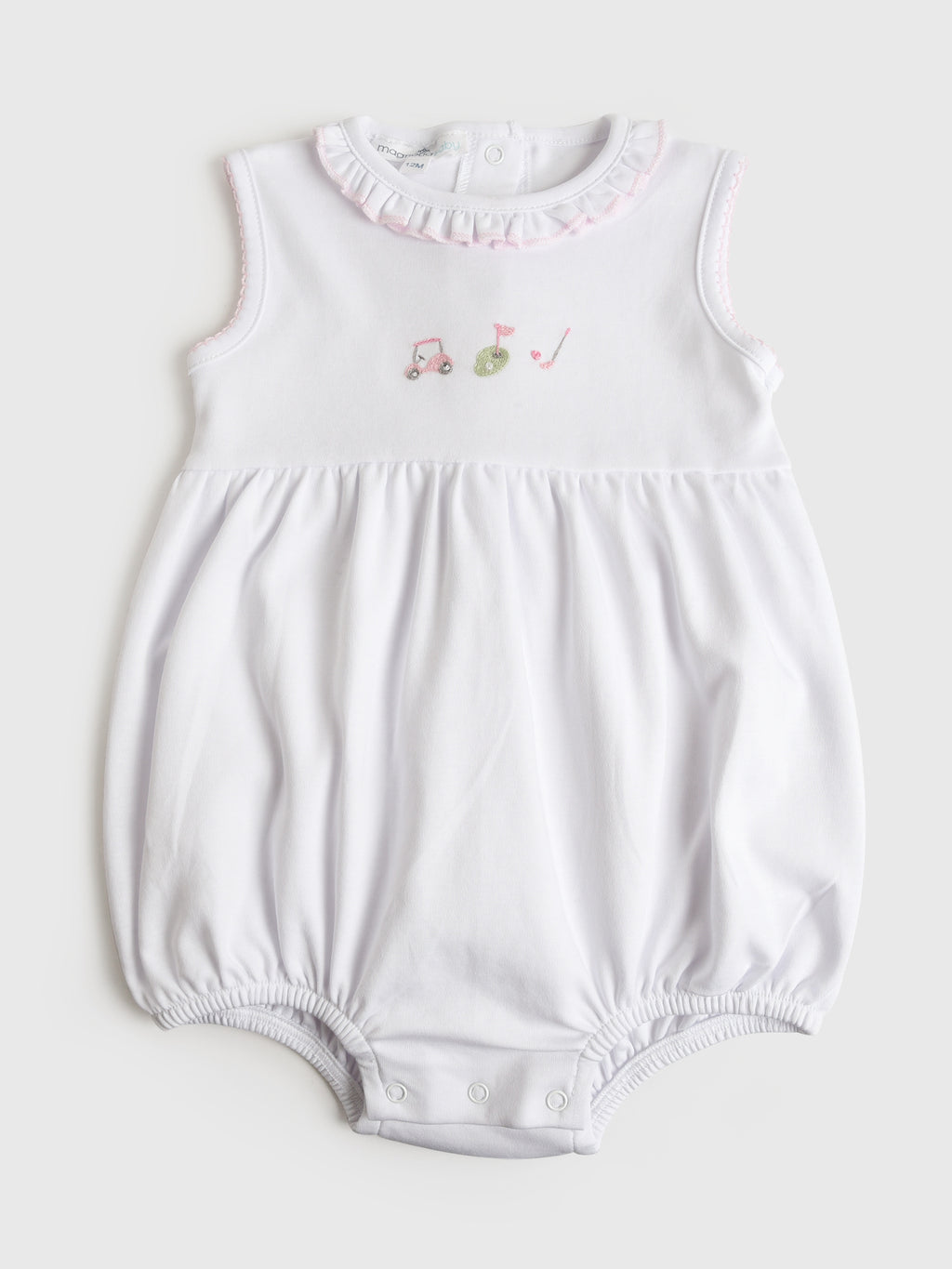 Magnolia Baby Baby Girls' Tiny Tee Time Embroidered Bubble - Saint Bernard
