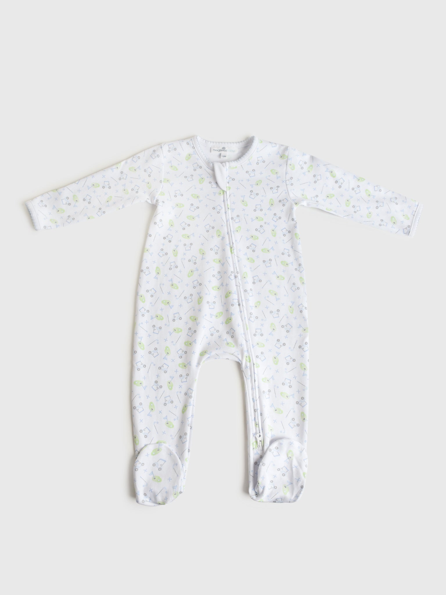 Magnolia Baby Baby Tiny Tee Time Print Zip Footie - Saint Bernard