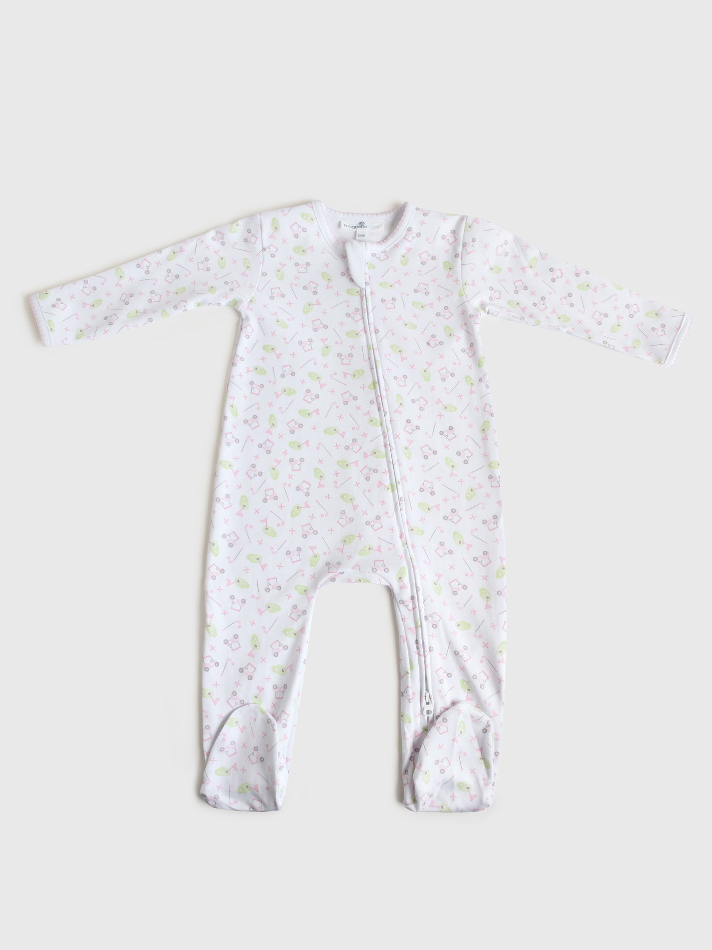 Magnolia Baby Baby Tiny Tee Time Print Zip Footie - Saint Bernard