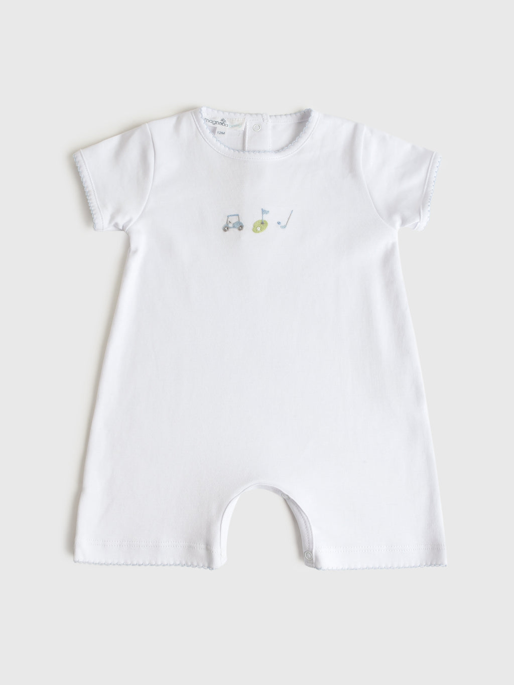 Magnolia Baby Baby Boys' Tiny Tee Time Embroidered Short Playsuit - Saint Bernard
