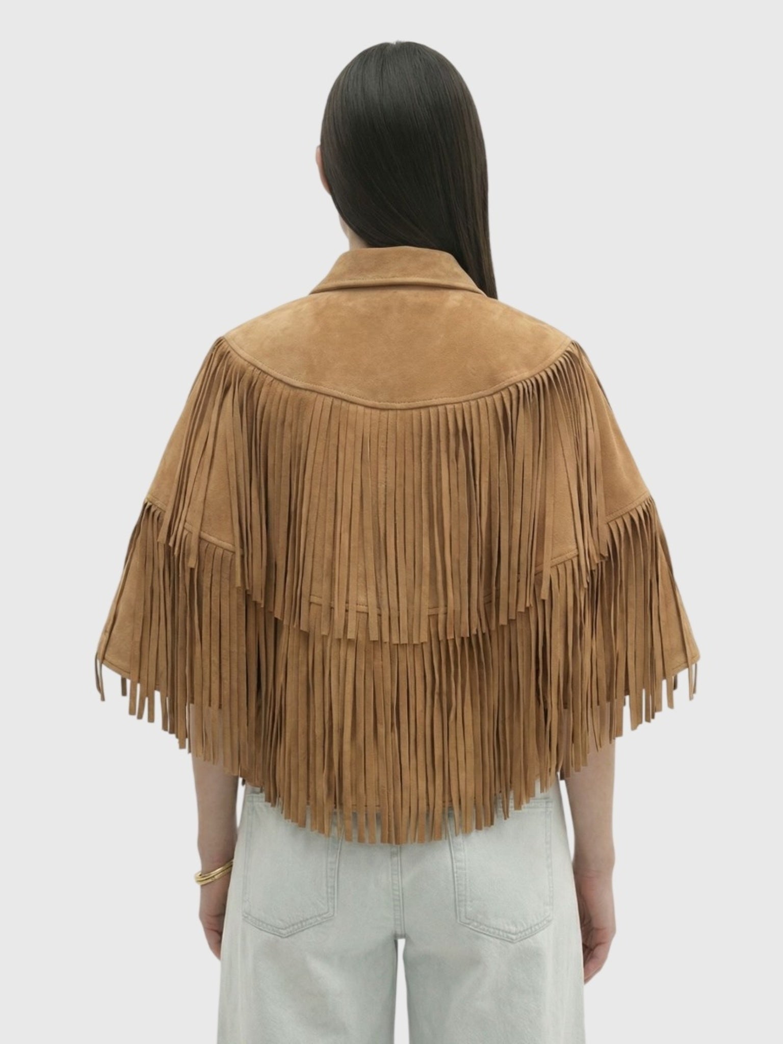 Berenice Women's Valina Suede Fringe Cape - Saint Bernard