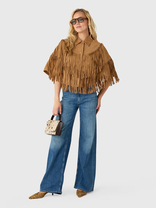 Berenice Women's Valina Suede Fringe Cape - Saint Bernard