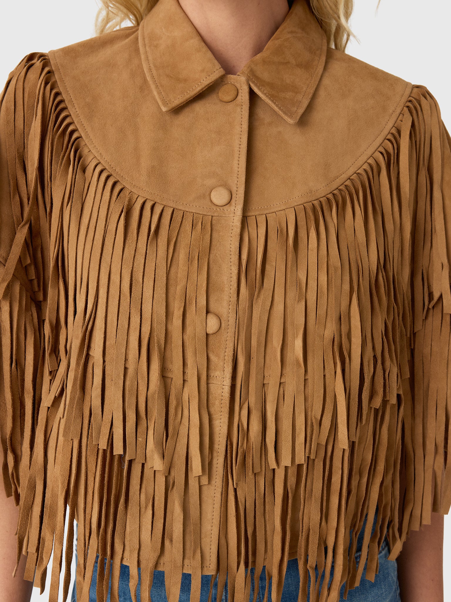 Berenice Women's Valina Suede Fringe Cape - Saint Bernard