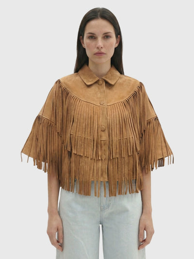 Berenice Women's Valina Suede Fringe Cape - Saint Bernard