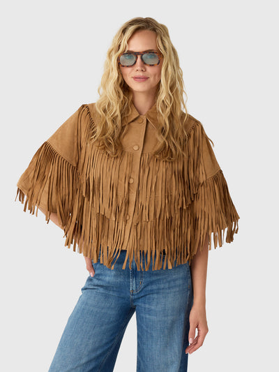 Berenice Women's Valina Suede Fringe Cape - Saint Bernard