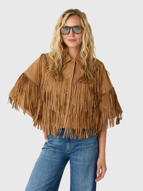 Berenice Women's Valina Suede Fringe Cape - Saint Bernard