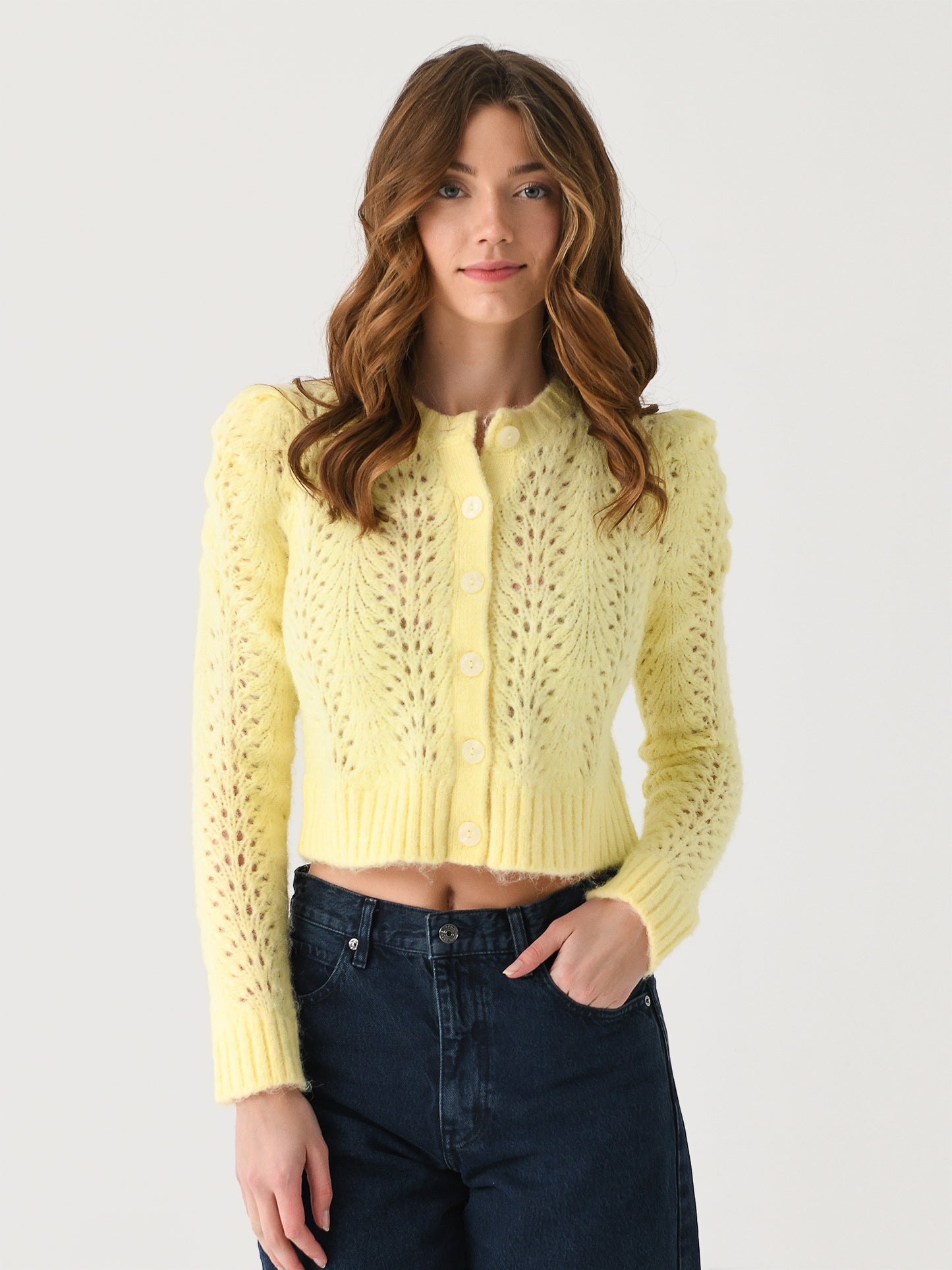 Kitri Women's Matilda Pointelle Knit Cardigan - Saint Bernard