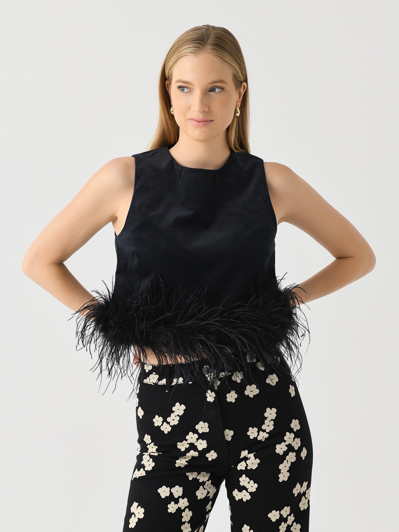 Kitri Women's Lou Lou Velvet Feather Top - Saint Bernard