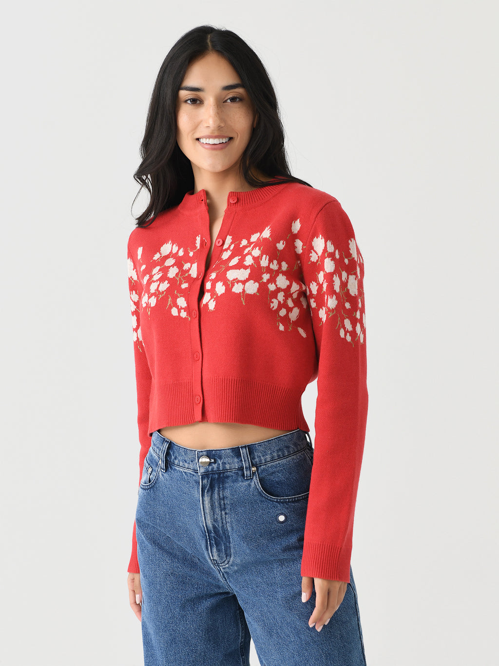 Kitri Women's Ginnie Floral Knit Cardigan - Saint Bernard