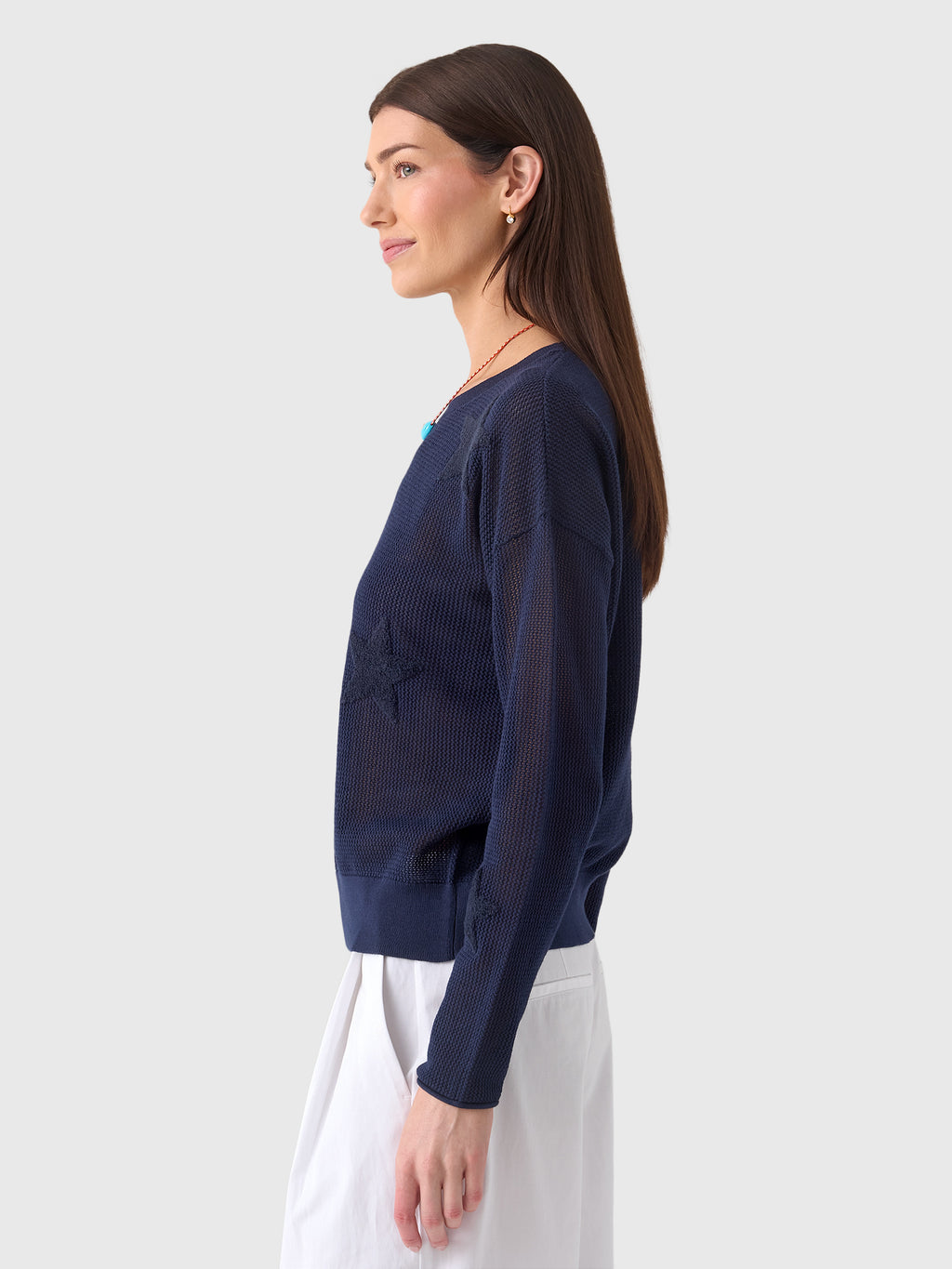 MVG Women's Mesh Star Crewneck Sweater - Saint Bernard