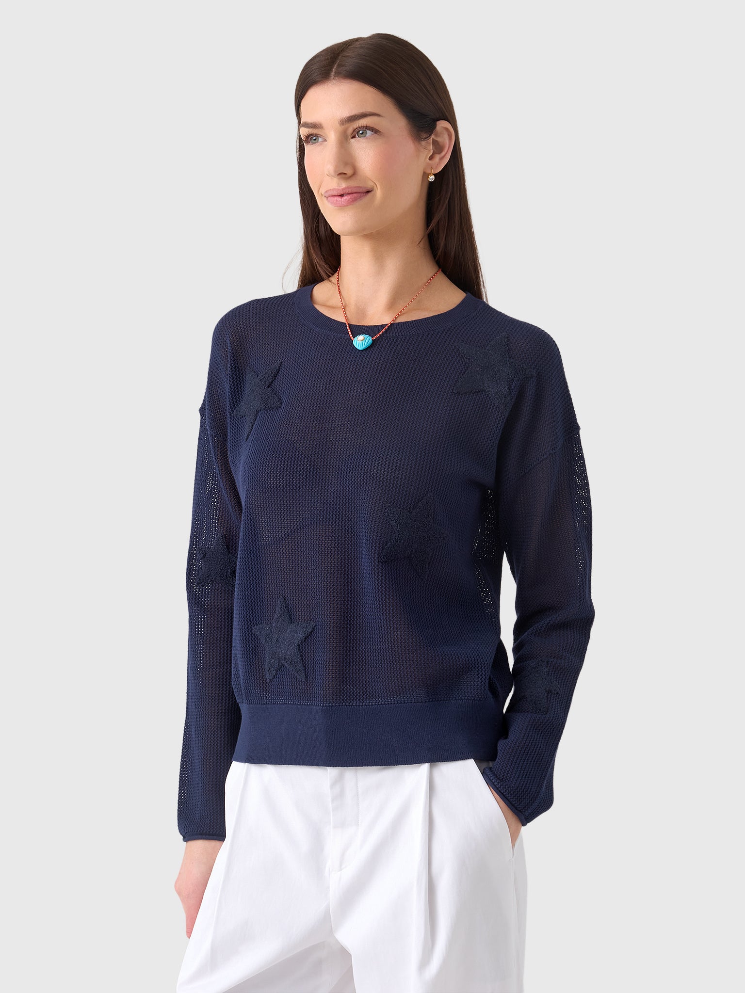 MVG Women's Mesh Star Crewneck Sweater - Saint Bernard