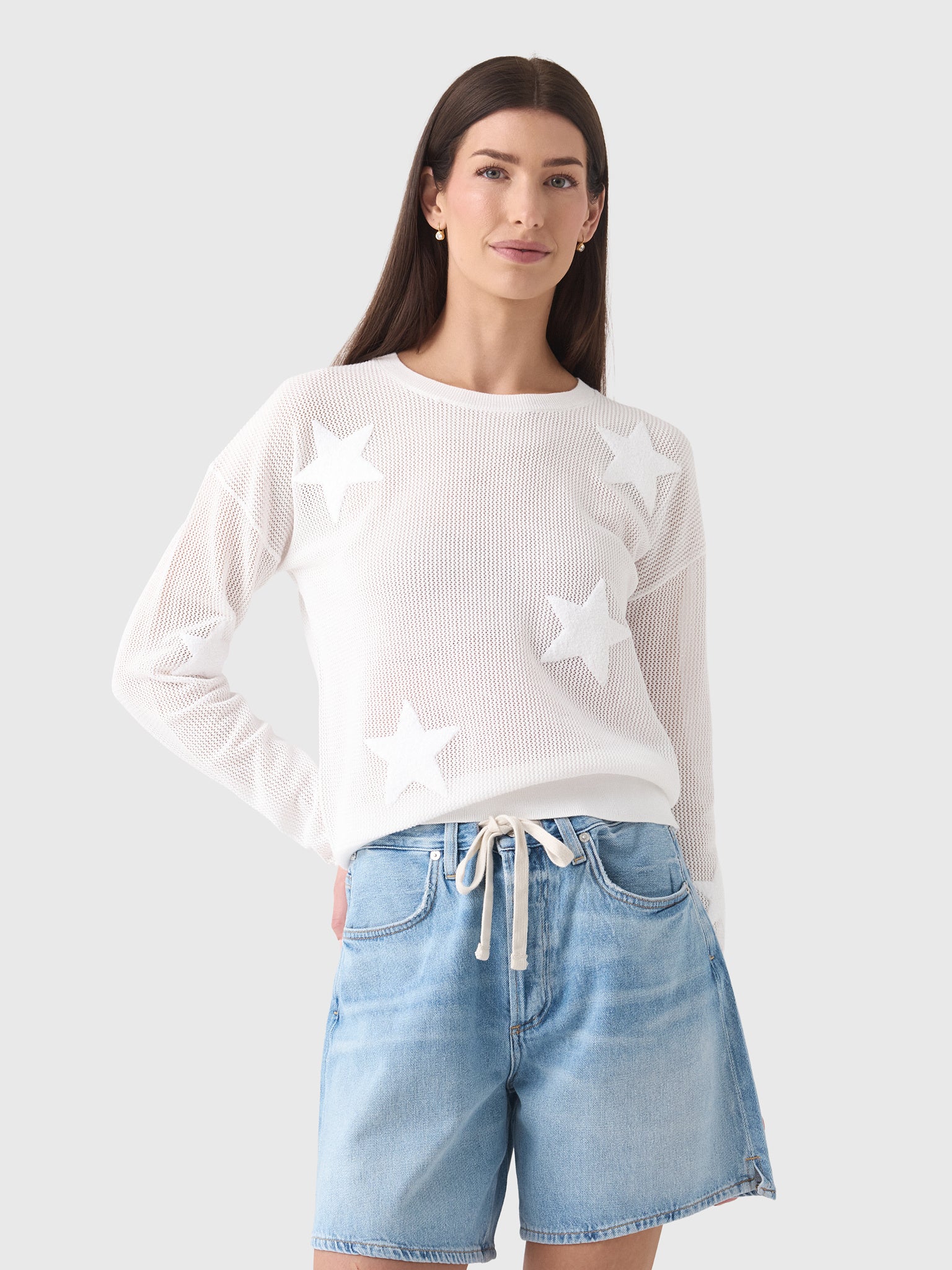 MVG Women's Mesh Star Crewneck Sweater - Saint Bernard