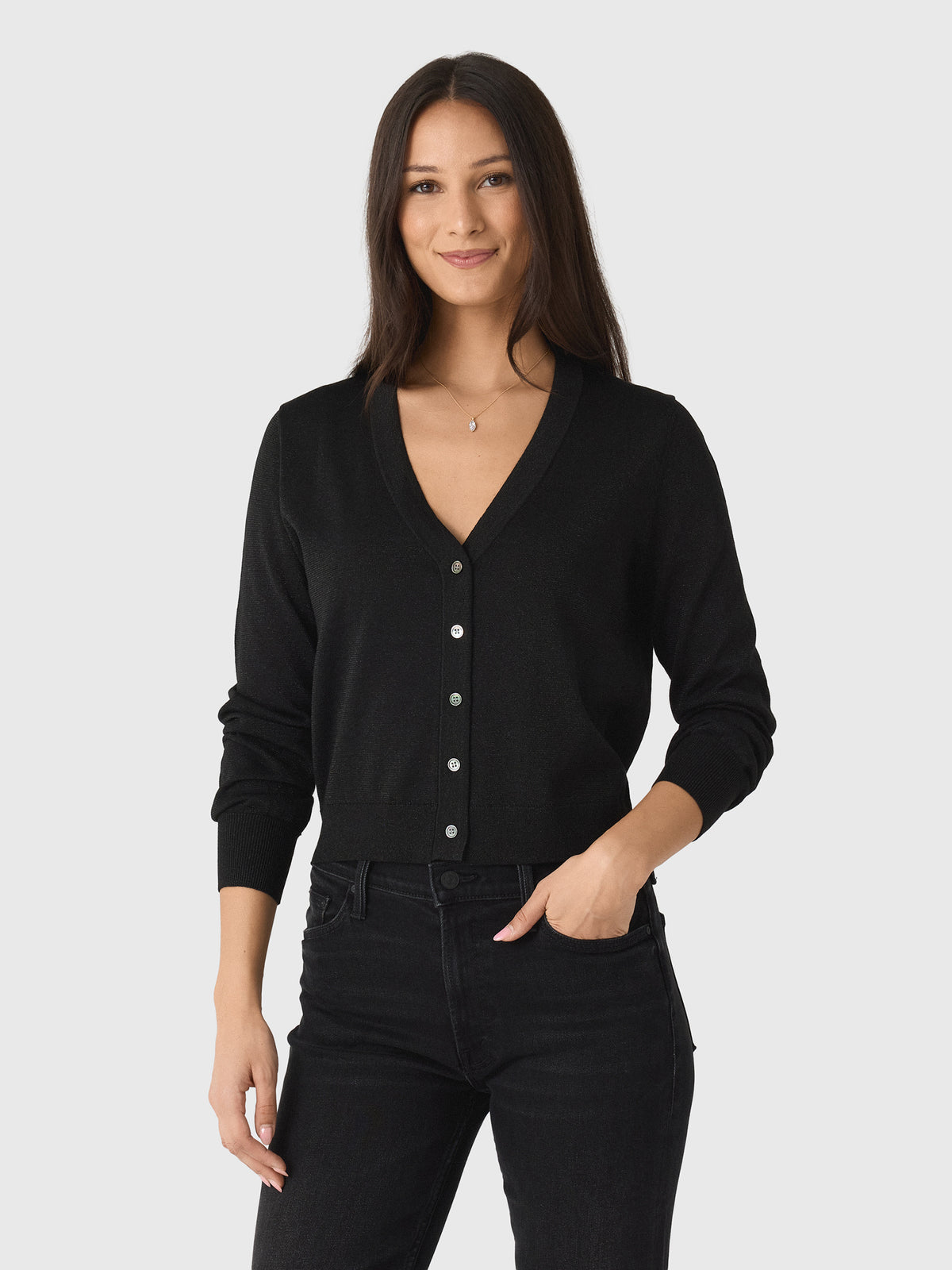 MVG Women's Sparkle V-Neck Cardigan - Saint Bernard