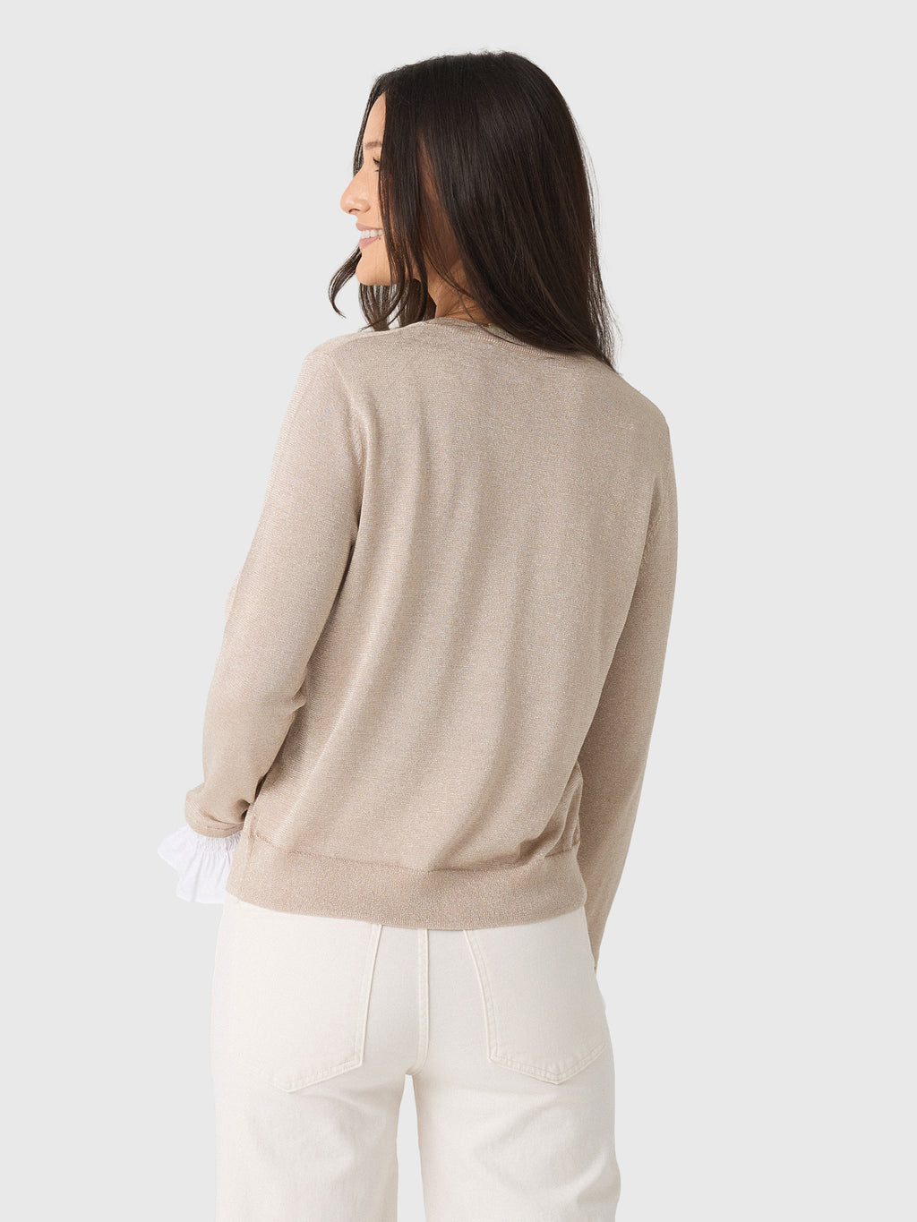 MVG Women's Ruffle Cuff Sparkle Sweater - Saint Bernard