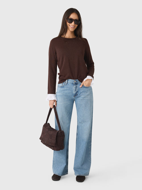 MVG Women's Ruffle Cuff Sparkle Sweater - Saint Bernard