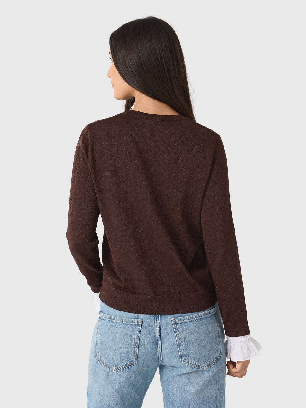 MVG Women's Ruffle Cuff Sparkle Sweater - Saint Bernard