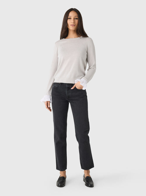 MVG Women's Ruffle Cuff Sparkle Sweater - Saint Bernard