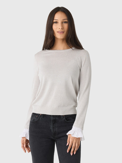 MVG Women's Ruffle Cuff Sparkle Sweater - Saint Bernard
