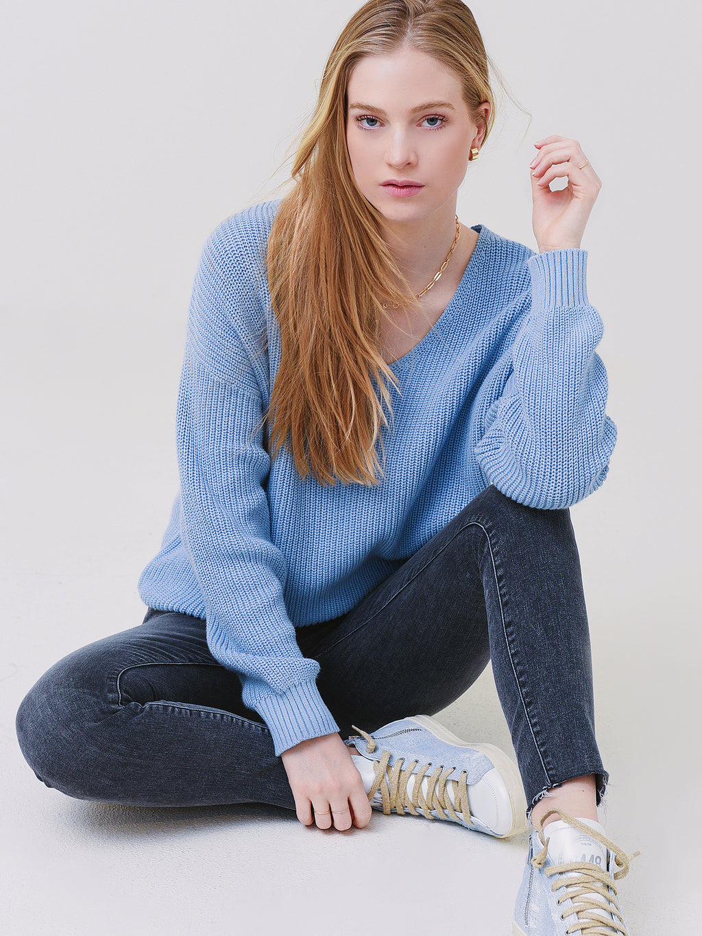 J. Society Women's Shaker V-Neck Sweater - Saint Bernard