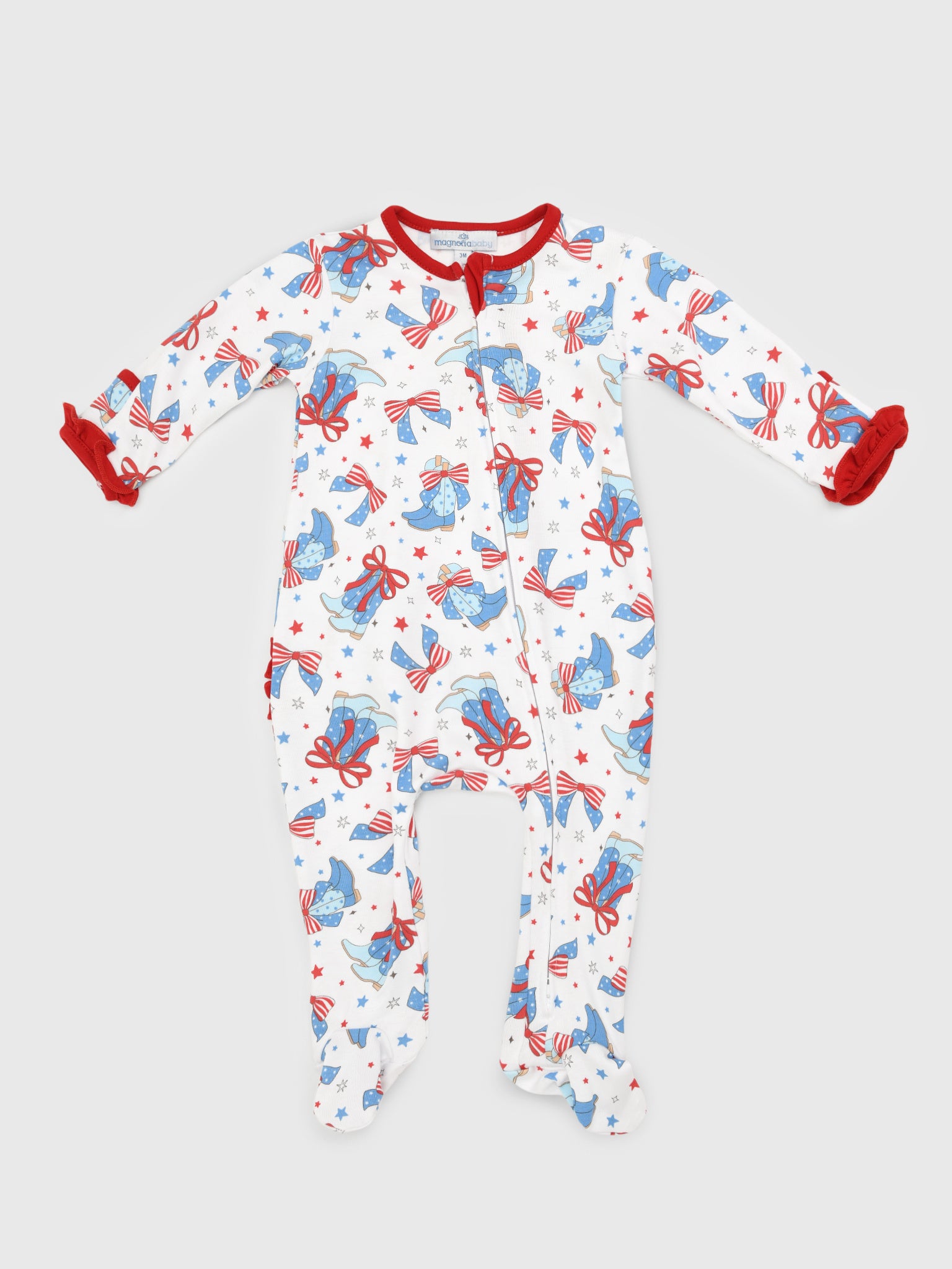 Magnolia Baby Baby Girls' Firecracker Cutie Ruffle Zip Footie - Saint Bernard