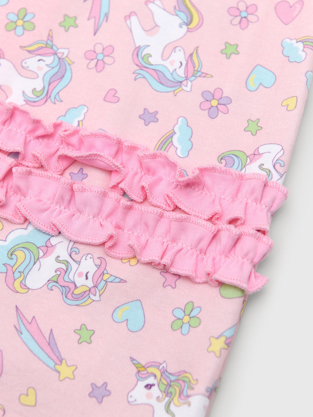 Magnolia Baby Baby Girls' Enchanted Unicorns Ruffle Zip Footie - Saint Bernard
