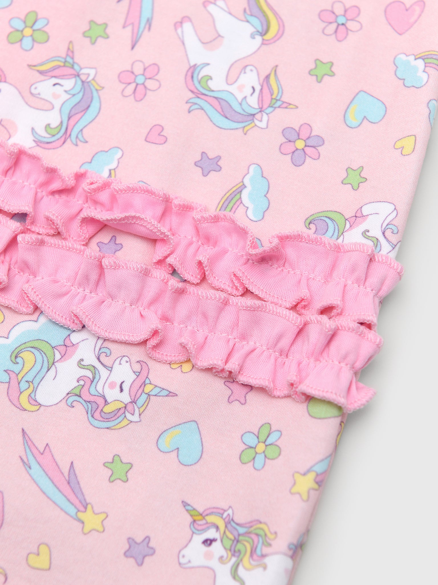Magnolia Baby Baby Girls' Enchanted Unicorns Ruffle Zip Footie - Saint Bernard