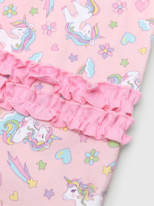 Magnolia Baby Baby Girls' Enchanted Unicorns Ruffle Zip Footie