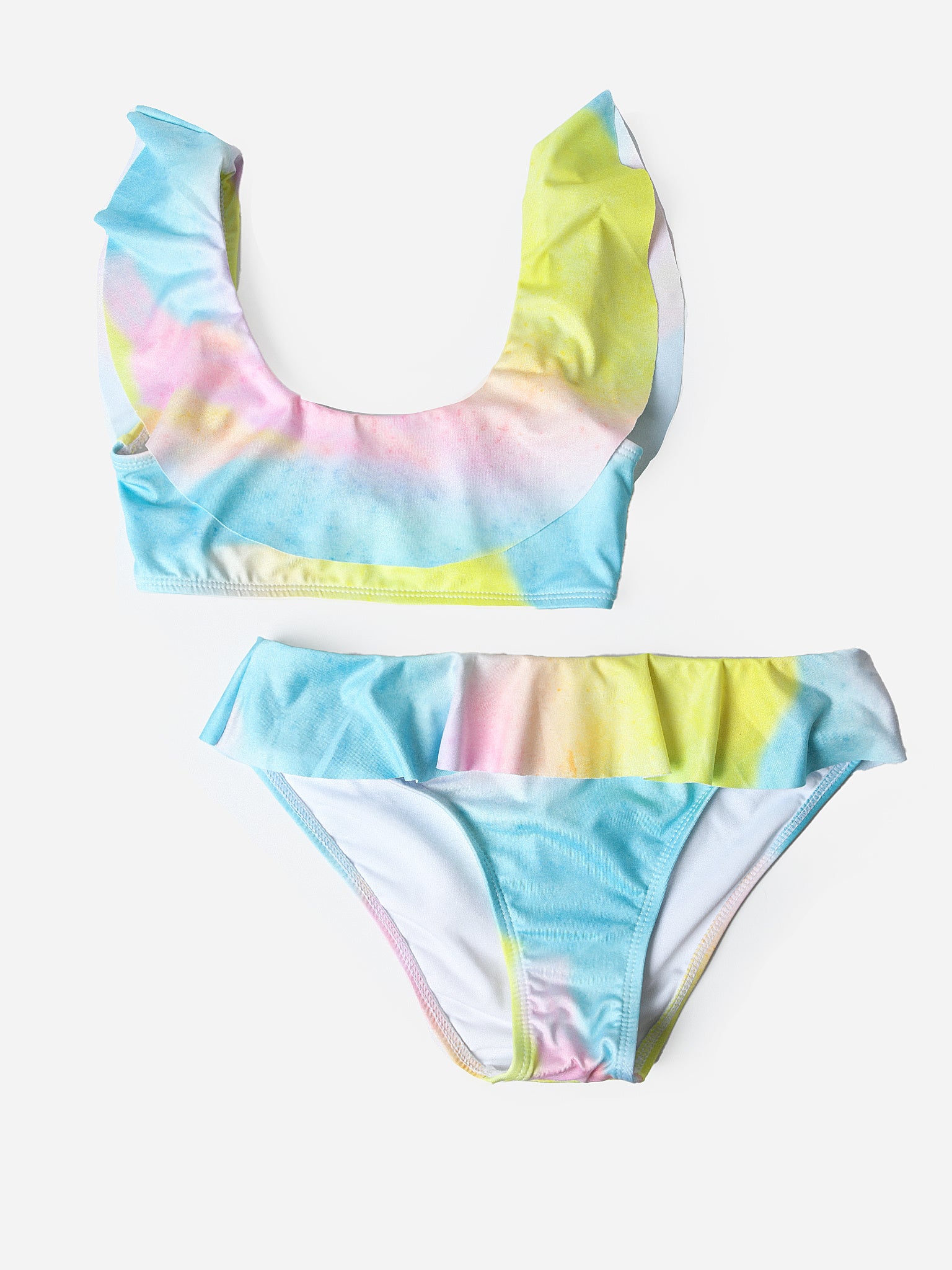 Stella Cove Girls' Surf At Dawn & Noon Ruffle Bikini Set - Saint Bernard